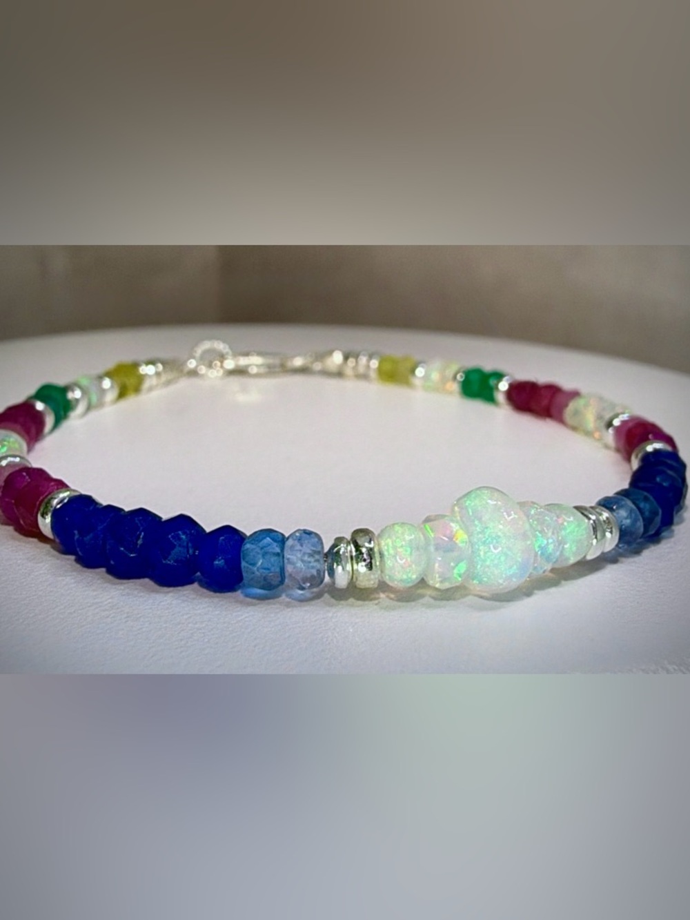 💛💙 💙❤️"Kaleidoscope" Multi-Sapphire & Ethiopian Opal Bracelet